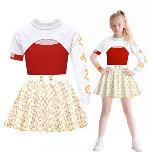 Aotekids Girl 4PCS Zombies Dresses Daywalker Hooded Tops Skirt Outfits Set Party Playwear