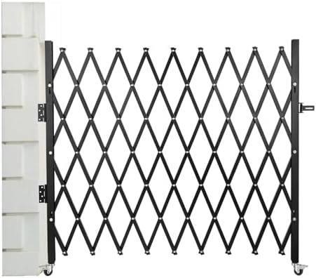 Industrial Folding Security Gate - Retractable Scissor Door for Schools, Warehouses & Commercial Use - Portable with Casters, Easy Installation, Durable Protection