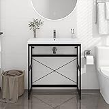 generico struttura per lavabo da bagno nera 79x38x83 cm in ferro mobili, armadietti e portaoggetti (6,02kg)