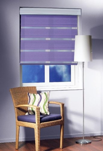 Preisvergleich Produktbild DUO Rollo Doppelrollo Kettenzugrollo Rollo LILA 90cm breit x 210cm lang Sonnenschutz