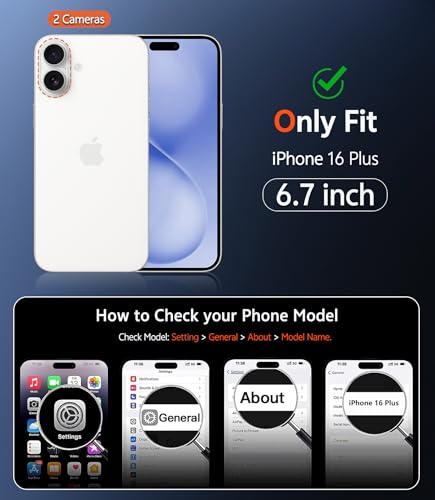 Image of FNTCASE for iPhone 16 Plus Case: Clear Magnetic Phone Cases Compatible with Magsafe Slim Anti Yellowing Military Grade Drop Rugged Protective Transparent Cell Cover (B-Ultramarine Magnetic)