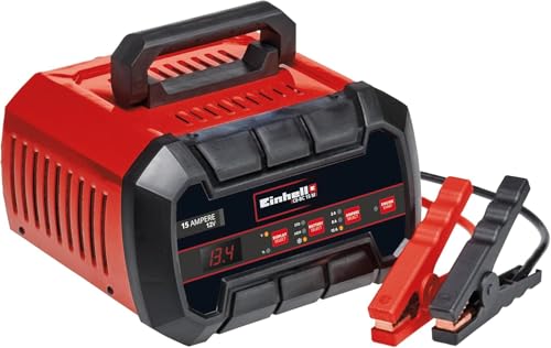Einhell Chargeur de batterie CE-BC 15 M (pour batteries gel, AGM, sans entretien/au plomb-acide, 12 V, cycle de charge à plusieurs niveaux, contrôlé et...