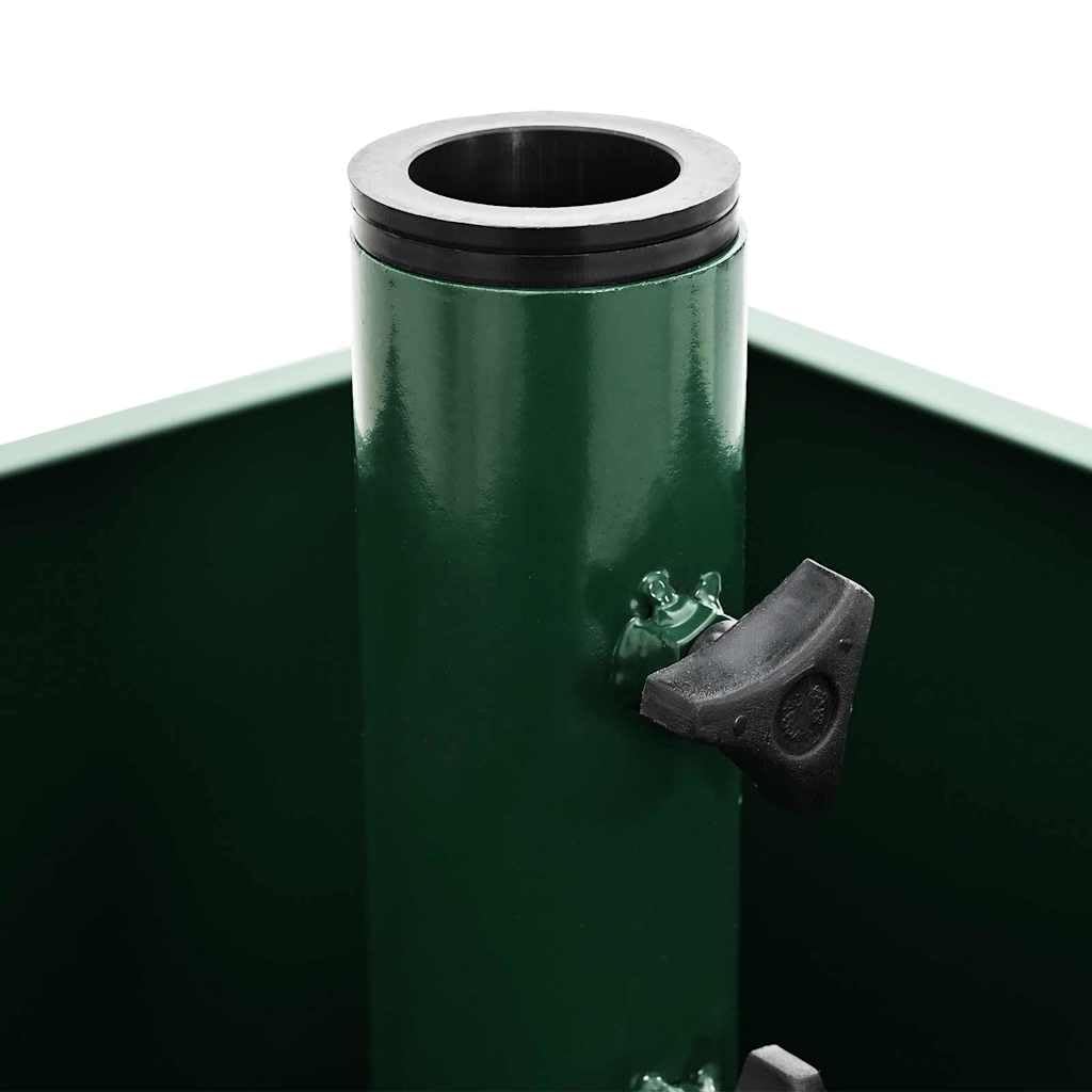 Base per ombrellone verde 45 x 45 x 45 cm in acciaio 2 in 1 con angolo regolabile a 360° e ruote per giardino o terrazza