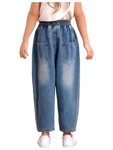 Linjinx Kids Baggy Jeans Boys Girls Loose Elastic Waist Denim Trousers Vintage Casual Wide Leg Pants Cowboy Bottoms