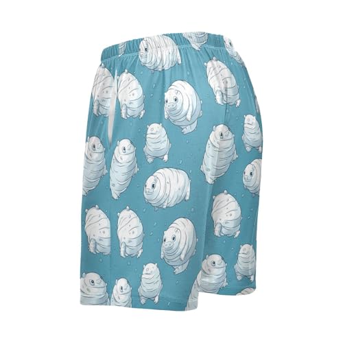 Men's Pajama Bottoms, Tardigrade Pattern Sleep Pajamas Shorts Sleepwear Lounge Short Pants PJS4