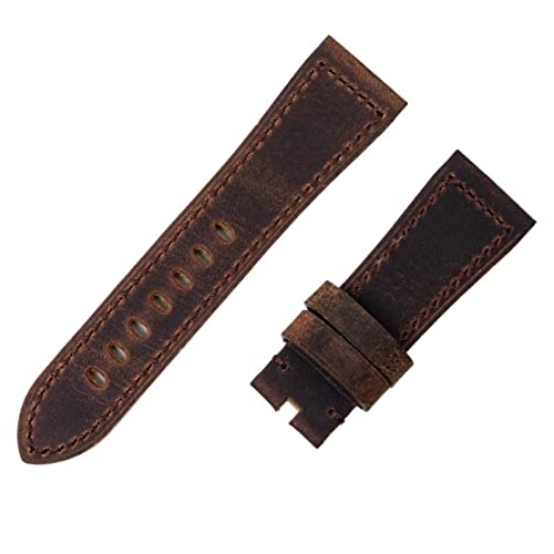 Bracelet de montre 26 mm cuir marron rugueux pour look vintage Panerai