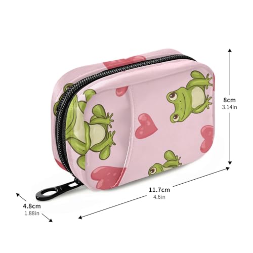Image of Pink Frog and Love Cute Pill Organizer Weekly Travel Pill Box 7 Day Large Capacity Pill Dispenser Case with 8 Pill Container Daily Pill Box Organizer Vitamin Holder Pill Bottle Organizer Small
