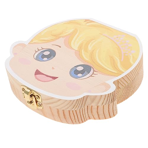 ERINGOGO Baby First Tooth Box Cartoon Organizer Wooden Baby Teeth Storage Newborn