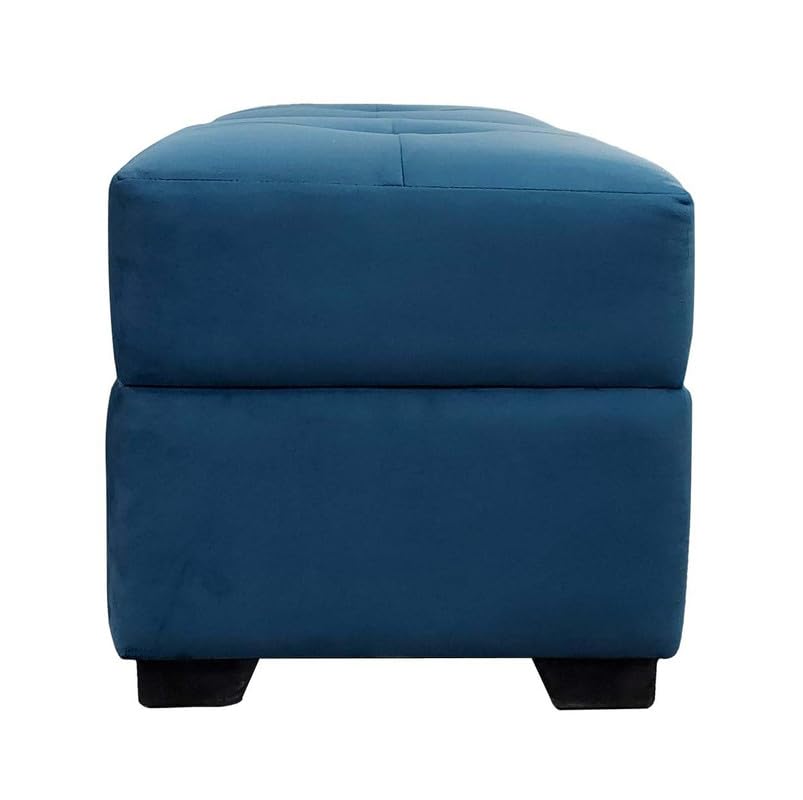 PLATINUM WOOD CRAFT Pouffes for Sitting Stool for Living Room Square Footrest Pouf Foot Stool for Room Decor (Blue)-image-22