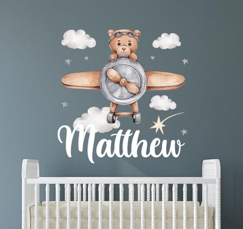 Vinilo Decorativo Infantil Personalizado Osito Avión miniatura 2