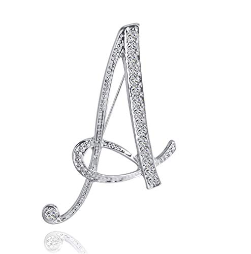 Image of Letter Brooch A-Z 26 Personalized Design Initial Letters Pins Clear Crystal Rhinestone Brooch pin