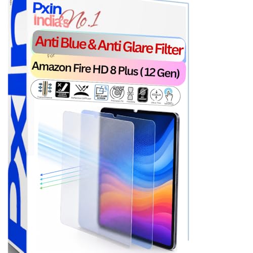 Image of Pxin Tablet Anti Bluelight and Anti Glare Screen Guard compatible with Amazon Fire HD 8 Plus (2022, 12 Gen) | BLUV Lightblock Tech | Scratch Proof | Prevents bluelight | Eye Protection | No Dry Eyes