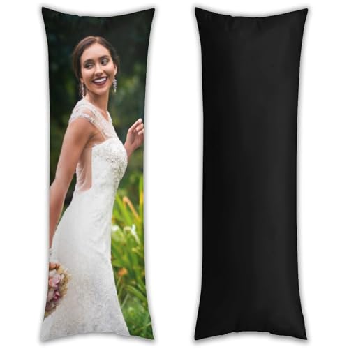VPALSIEF Personalized Long Body Pillow Case Design Your Own Image Name Text Customizable Waterproof Pillow Cover for Home Anime Memorial Gifts PureBlack 20x54