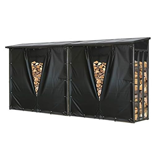 QUICK STAR 2 pièces Étagère en métal pour Bois de cheminée Anthracite XXL 185 x 70 x 185 cm Distance Entre Les Bois 4,6 m³ avec protection contre les intempéries Noir