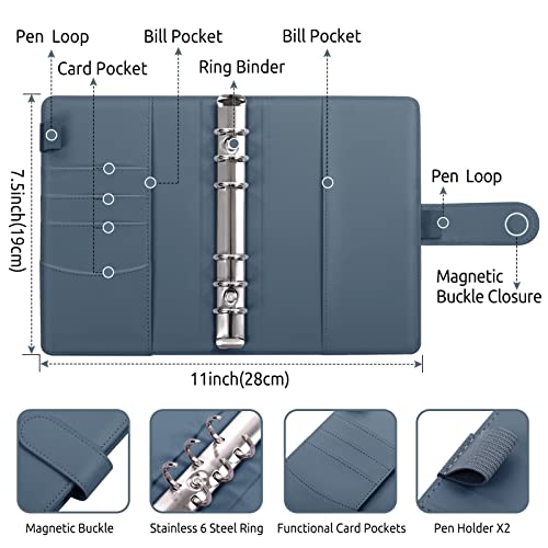 Skydue A6 Budget Binder, Money Organizer For Cash With 8Pcs Zipper Envelopes,12Pcs Expense Budget Sheets & 24 Rose Gold Sticky Labels, Money Saving Binder For Budgeting #TOP3