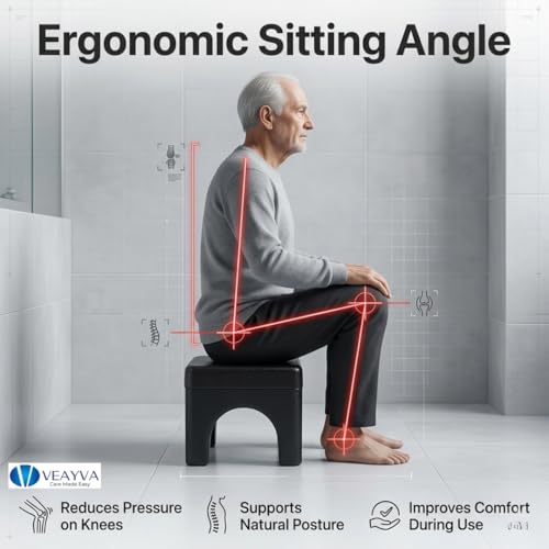 Image of Veayva Indian Squat Toilet Seat - Enhances Comfort for Prolonged Use and Improved Bowel Health | Comfort & Health Benefits | Ergonomic, Portable Toilet Seat for Adults, Kids, Elderly, Handicap (BLACK)