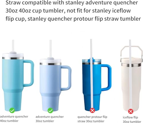 Image of Replacement Straw Compatible with 40 oz Stanley Quencher Tumbler, 12 Inch Extra Long Reusable Plastic Straws for 40 Oz Cup, Black-6 Pack