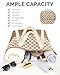 HOMESPON Beach Bag Large Waterproof Sandproof Foldable Tote for Women with Zipper and Mesh Pockets for Pool Cruise Travel Everyday (Khaki Grid)