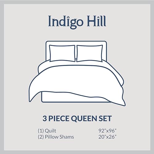 Image of Paseo Road Indigo Hill by HiEnd Accents Mosaic 3 Piece Full /Queen Quilt Set