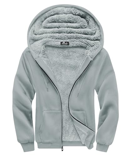 Image of SCODI Hoodies for Men Heavyweight Fleece Sweatshirt - Full Zip Up Thick Sherpa Lined Hooded Sweatshirts