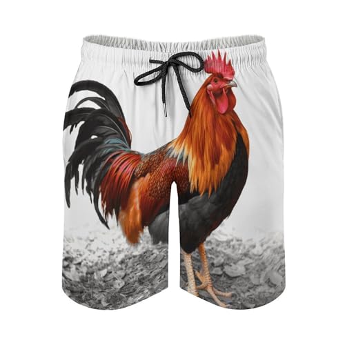 Mens Shorts Chicken Rooster Men Swim Trunks Quick-Dry Beach Shorts with Drawstring Pocket Bathing Suit4