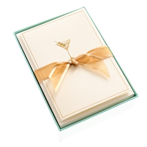 Image of Graphique La Petite Presse Martini Boxed Notes | Blank Note Cards with Envelopes | 10 Count All Occasion Greeting Card Set | 3.25 x 4.75 Inches | High Quality Thick Paper Stationery with Unique Design