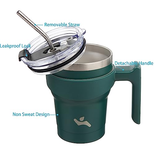 Image of Konokyo 10 oz Tumbler with Handle and Straw, Insulated Travel Mug
