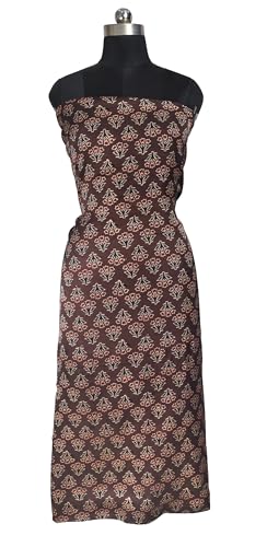 Image of Ethnics of Kutch Women's Ajrakh Modal Silk Natural Dye Hand Block Print Unstitched Kurta Fabric (For Lenght - Refer Bullet Point Below)