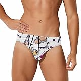 Nugier Men's Novelty Boxer Briefs, Triangle Milk Silk Waist Underwear Underpants Swim Trunks Soft Stretchy Board Shorts M Print Woman Fashion Hand Drawn Makeup