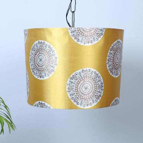 Image of Tu Casa Mandala Print Fabric Glow Pendent Light Hanging Lamp For Bedroom, Living Room, Lounge, Office, Gifting Area Without Bulb For Home Decoration (Height - 20 inch)