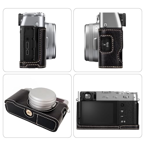 VOVMOEYA X100VI Camera Case,PU Leather Camera Half Case Compatible with Fuji X100VI Digital Camera, Black - Image 3
