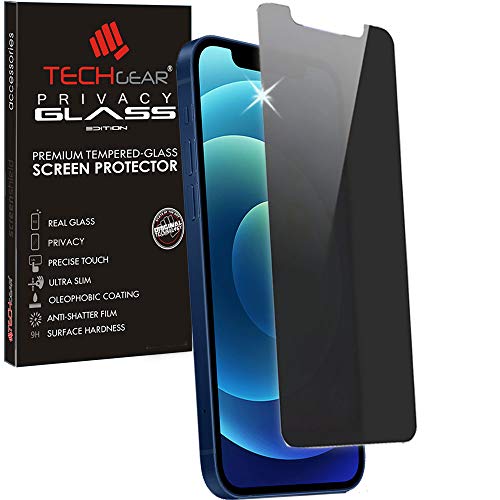 TECHGEAR Anti Spy Screen Protector Compatible with iPhone 12 iPhone 12 Pro - PRIVACY Filter GLASS Edition Genuine Tempered Glass Screen Protector Guard Cover