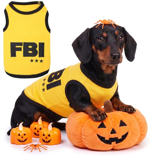 Parisian Pet Dog Halloween Costume - FBI Yellow Halloween Shirt for Dogs