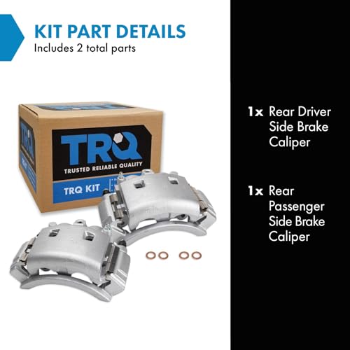 Image of TRQ Rear Brake Caliper Set Zinc Coated Brackets Compatible with 2003 Dodge Ram 3500 2003 Ram 3500 Van 2003-2008 Dodge 3500