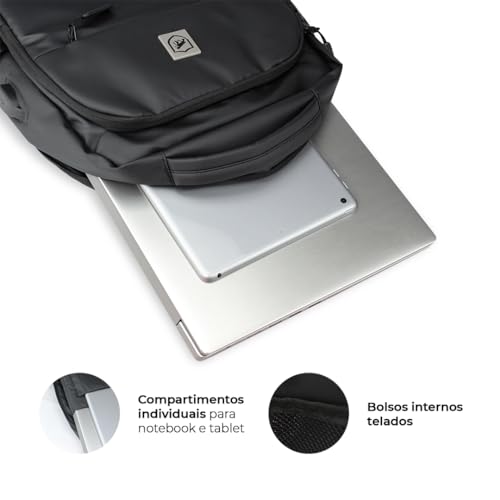 Gshield Mochila Casual Unissex Guardian para Notebook 14'' Impermeável com Saída Auxiliar Lateral