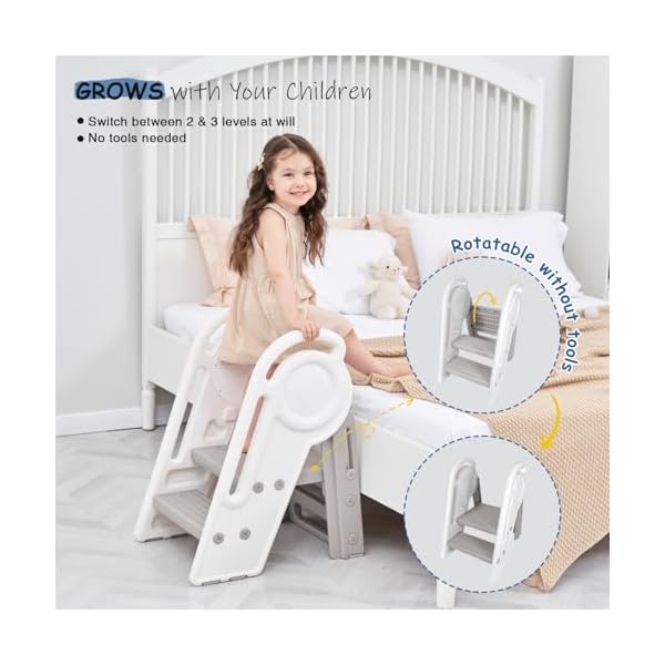 Foldable toddler step stool for bathroom sink adjustable kids 3 or 2 step stool for toddlers bathroom toilet potty plastic baby child stepping stool with handles for kitchen counter  urban country home decor