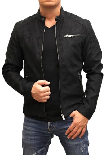 JACK & JONES Lederjacke stilvolle Bikerjacke aus Kunstleder