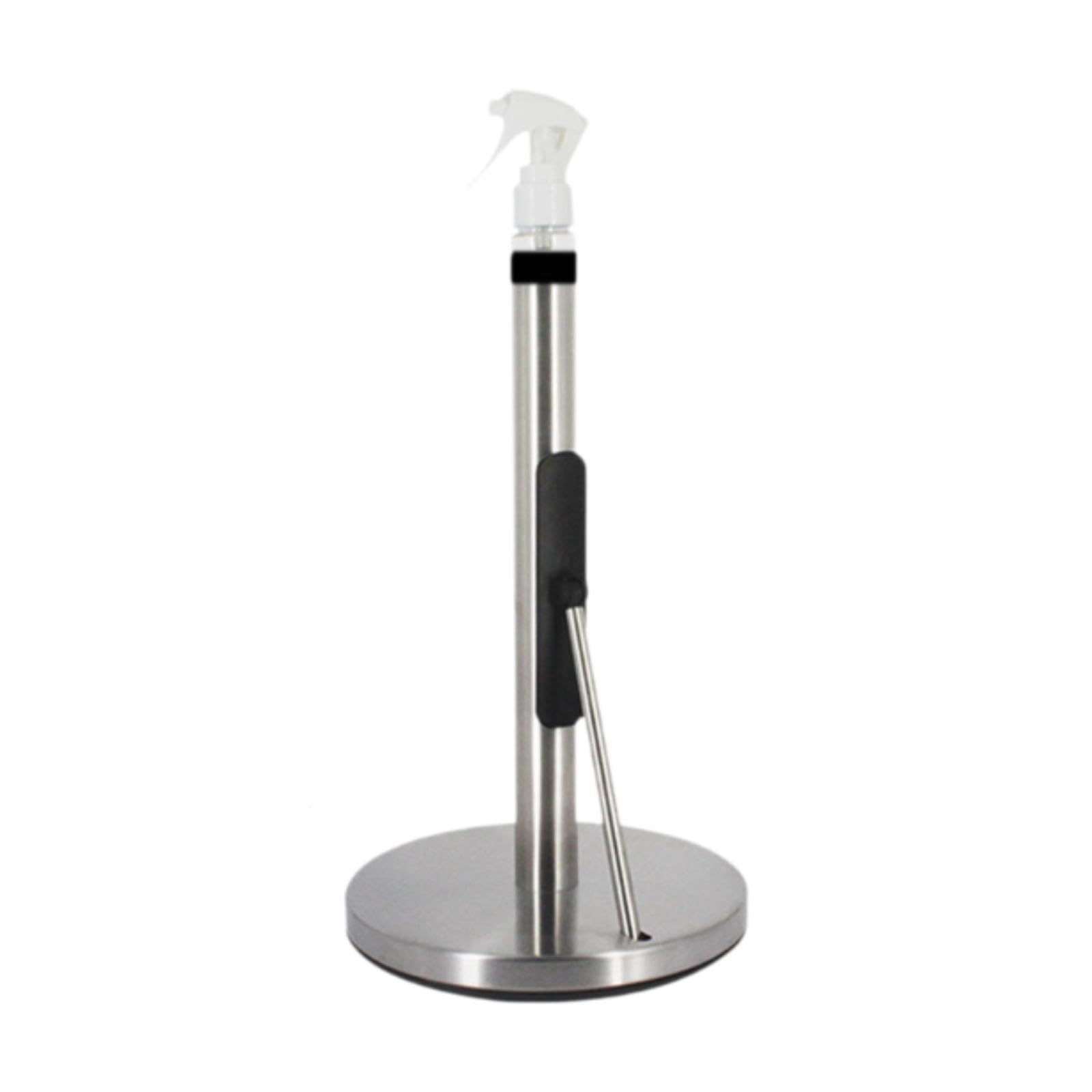 Porta de Cocina Soporte de Pie Organizador de Toallas de Papel Acero Inoxidable Antióxido con Botella Pulverizadora Funcional Adecuado para, Copa de Succión Plata, Individual