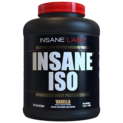Insane Labz Insane ISO Whey Protein Powder featuring 25g of Hydrolyzed Whey Isolate, 60 Servings, Vanilla