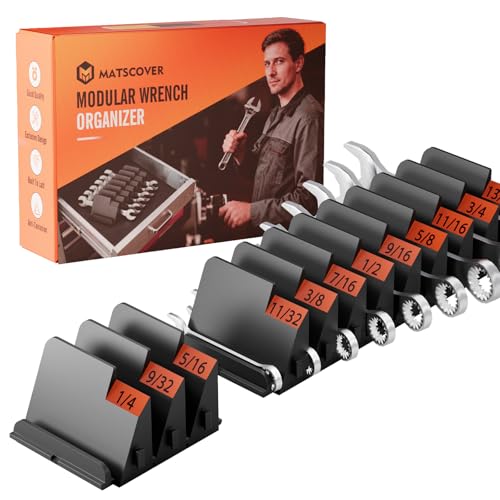 Image of Matscover 32PCS Modular Wrench Organizer Wrench Holder, for Tool Box, Black | Wrench Tool Organizers, for Tool Drawer Storage, Wrench Storage Set, with Metric & SAE Label, for Professional Mechanics Men