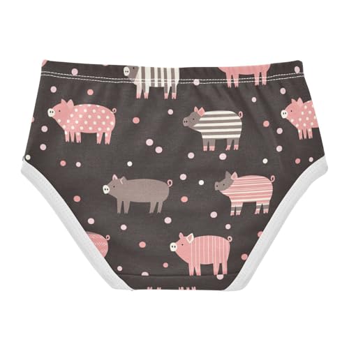 Wusikd Striped Pig Girls' Underwear Cotton Pink Brown Girls Briefs Soft Toddler Underwear 2T2