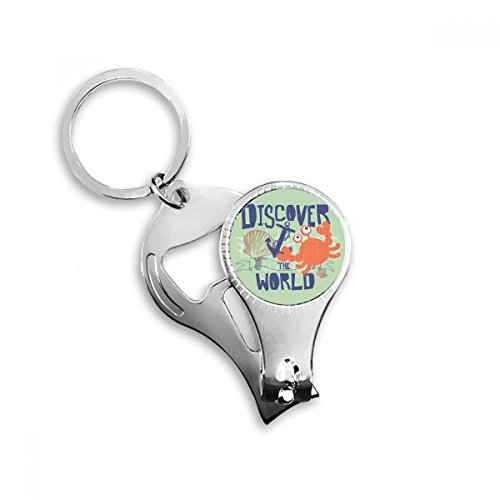 Discover World Crab Marine Organism Nail Nipper Ring Key Chain Bottle Opener Clipper
