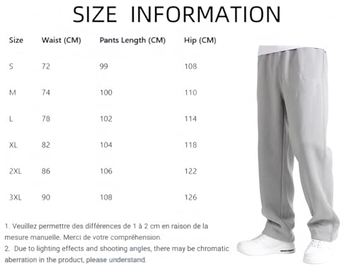 Men's Baggy Sweatpants Fleece Straight Leg Casual Pants, Athletic Workout Jogger Sweat Pants Elastic Waist Fall Winter2