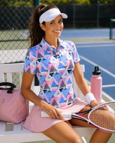 Image of TFSDOD Womens Golf Polo Shirts Collared Short Sleeve T Shirt Lightweight Moisture Wicking Polo Casual 3 Buttons Outfits