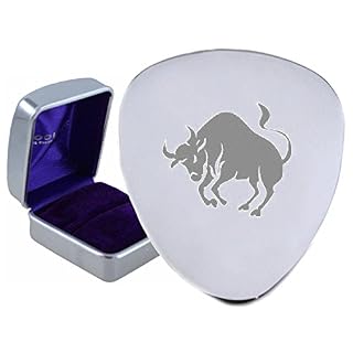 Taurus Signe du zodiaque en acier médiator gravé – Texte en option sur Box - Les Beatles, Paul McCartney, John Lennon, RIngo Starr, George Harrison