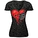 Produktbild Lethal Angel Damen T-Shirt Ribcage Heart Skull Burnout Schwarz - - Mittel