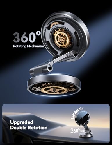 MagSafe Car Mount Charger with 360° Rotatable Charging Panel & Base, Silver - image 2