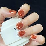 BHIDENAW ネイルチップ ショート 24枚入 人気 和風 かわいい シンプル おしゃれ 成人式 結婚式 パーティー 日常生活に使用できます 花嫁ネイル 光沢 つけ爪 両面テープ ウッドスティック (一目惚れ P10, M)