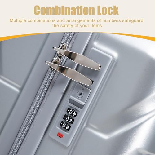 Image of 20 Inch ABS Hard Shell Travel Checked Luggage With Combination Lock, Sliver