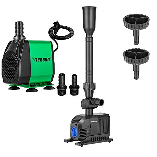 VIVOSUN 800GPH Submersible Pump & 400GPH Fountain Pump, Ultra Quiet Water Pump for Fish Tank, Aquarium, Statuary, Hydroponics